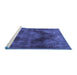 Sideview of Machine Washable Persian Blue Bohemian Rug, wshtr4261blu