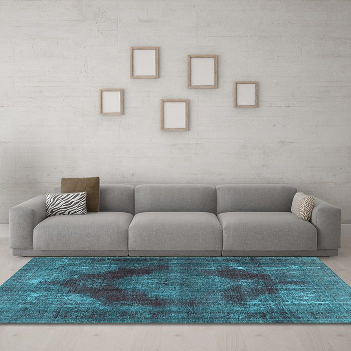 Machine Washable Persian Light Blue Bohemian Rug in a Living Room, wshtr4261lblu