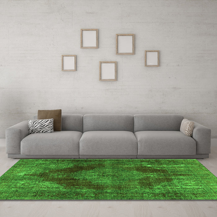 Machine Washable Persian Green Bohemian Area Rugs in a Living Room,, wshtr4261grn