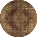 Round Persian Brown Bohemian Rug, tr4261brn