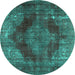 Round Persian Turquoise Bohemian Rug, tr4261turq