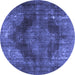 Round Persian Blue Bohemian Rug, tr4261blu