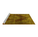 Sideview of Machine Washable Persian Yellow Bohemian Rug, wshtr4261yw