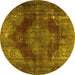 Round Persian Yellow Bohemian Rug, tr4261yw