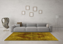 Machine Washable Persian Yellow Bohemian Rug in a Living Room, wshtr4261yw