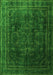 Serging Thickness of Machine Washable Persian Green Traditional Area Rugs, wshtr4262grn