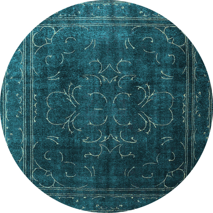 Round Machine Washable Persian Light Blue Traditional Rug, wshtr4262lblu