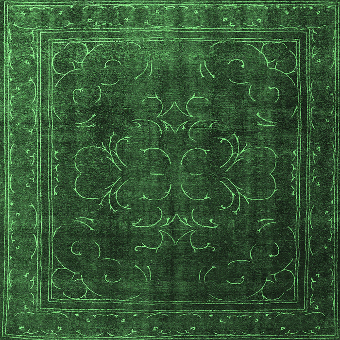 Square Machine Washable Persian Emerald Green Traditional Area Rugs, wshtr4262emgrn