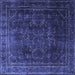 Square Machine Washable Persian Blue Traditional Rug, wshtr4262blu