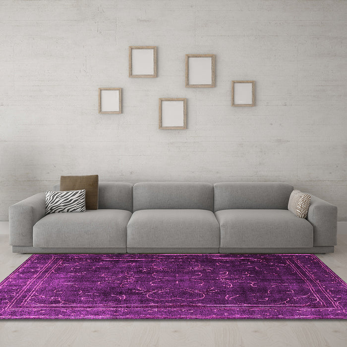Machine Washable Persian Pink Traditional Rug in a Living Room, wshtr4262pnk