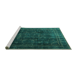 Sideview of Machine Washable Persian Turquoise Traditional Area Rugs, wshtr4262turq