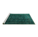 Sideview of Machine Washable Persian Turquoise Traditional Area Rugs, wshtr4262turq