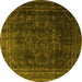 Round Persian Yellow Traditional Rug, tr4262yw