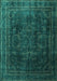 Machine Washable Persian Turquoise Traditional Area Rugs, wshtr4262turq