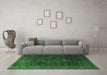 Machine Washable Persian Emerald Green Traditional Area Rugs in a Living Room,, wshtr4262emgrn