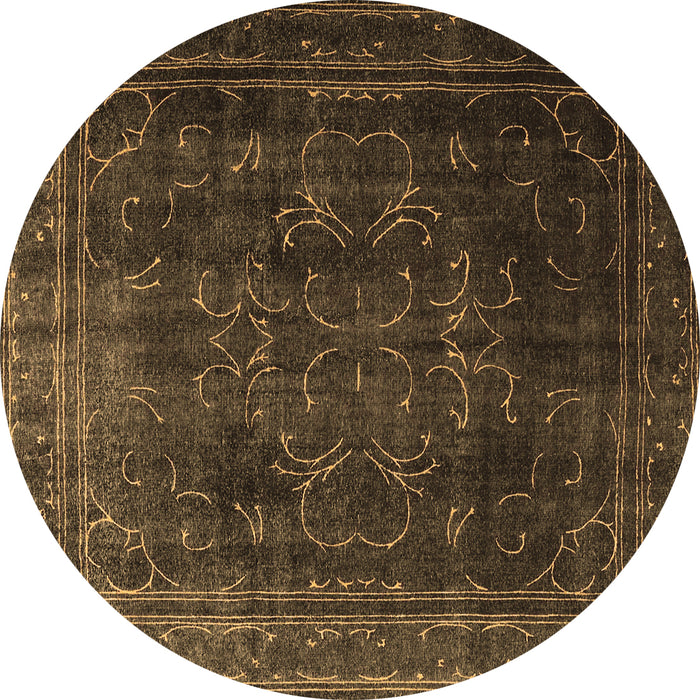 Round Persian Brown Traditional Rug, tr4262brn