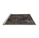 Sideview of Machine Washable Traditional Charcoal Black Rug, wshtr4263