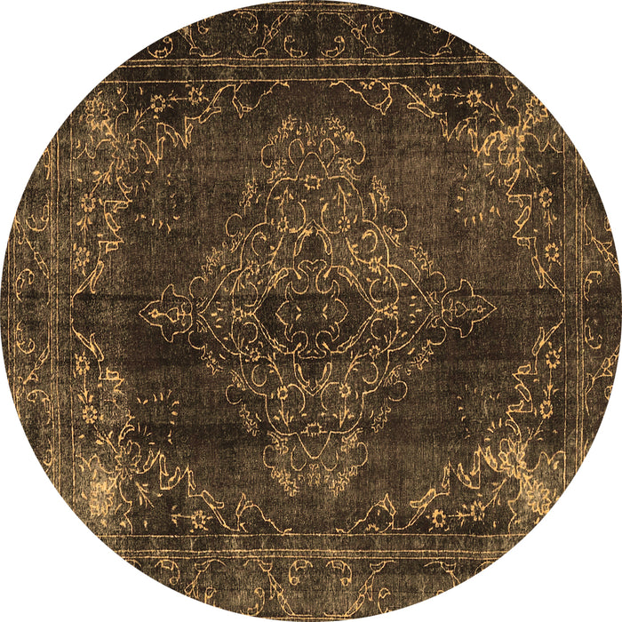 Round Persian Brown Traditional Rug, tr4263brn