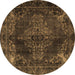 Round Persian Brown Traditional Rug, tr4263brn