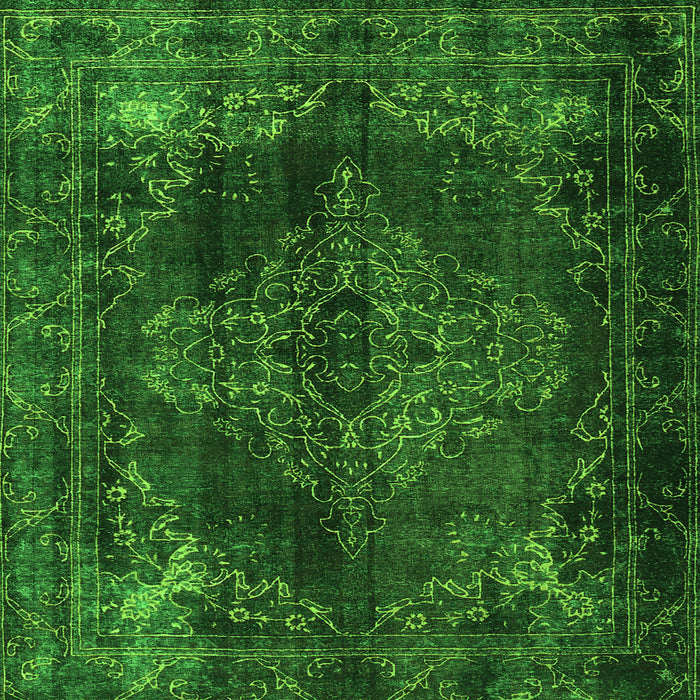 Round Machine Washable Persian Green Traditional Area Rugs, wshtr4263grn
