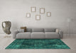 Machine Washable Persian Turquoise Traditional Area Rugs in a Living Room,, wshtr4263turq