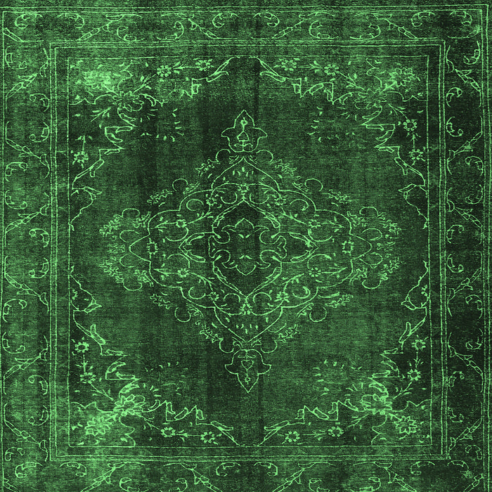 Square Machine Washable Persian Emerald Green Traditional Area Rugs, wshtr4263emgrn