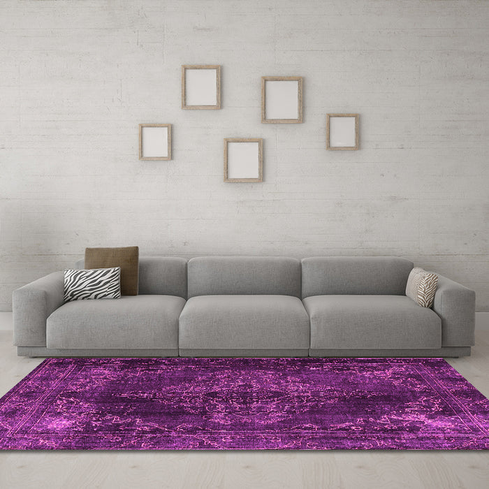 Machine Washable Persian Pink Traditional Rug in a Living Room, wshtr4263pnk