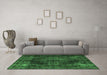 Machine Washable Persian Emerald Green Traditional Area Rugs in a Living Room,, wshtr4263emgrn