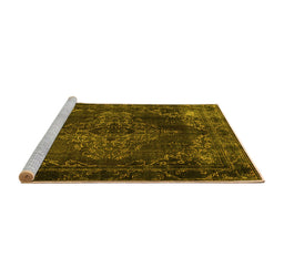 Sideview of Machine Washable Persian Yellow Traditional Rug, wshtr4263yw