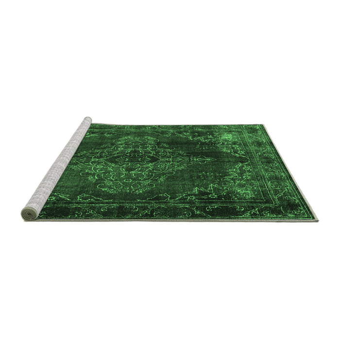 Sideview of Machine Washable Persian Emerald Green Traditional Area Rugs, wshtr4263emgrn