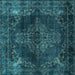 Square Machine Washable Persian Light Blue Traditional Rug, wshtr4263lblu