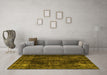 Machine Washable Persian Yellow Traditional Rug in a Living Room, wshtr4263yw