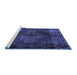 Sideview of Machine Washable Persian Blue Traditional Rug, wshtr4263blu