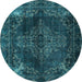 Round Persian Light Blue Traditional Rug, tr4263lblu