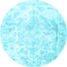 Round Persian Light Blue Traditional Rug, tr4264lblu