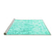 Sideview of Machine Washable Persian Turquoise Traditional Area Rugs, wshtr4264turq