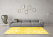 Machine Washable Persian Yellow Traditional Rug in a Living Room, wshtr4264yw