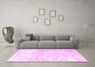 Machine Washable Persian Pink Traditional Rug in a Living Room, wshtr4264pnk