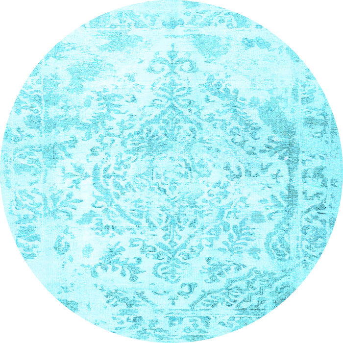 Round Machine Washable Persian Light Blue Traditional Rug, wshtr4264lblu
