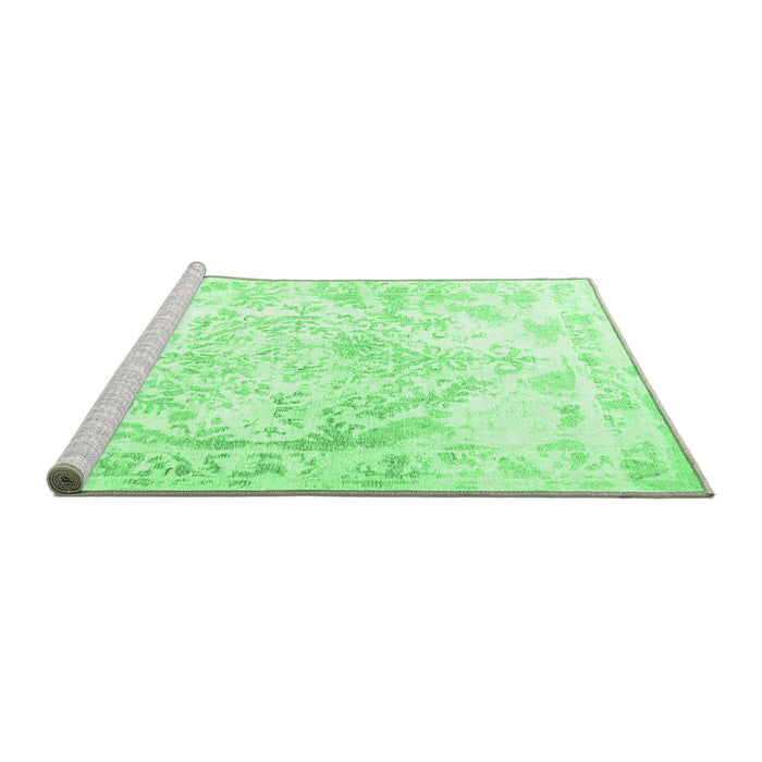 Sideview of Machine Washable Persian Emerald Green Traditional Area Rugs, wshtr4264emgrn