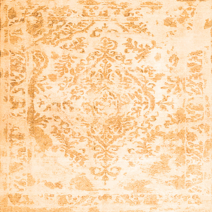 Round Machine Washable Persian Orange Traditional Area Rugs, wshtr4264org