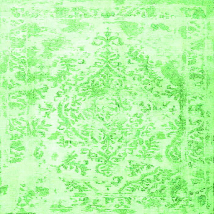 Round Machine Washable Persian Green Traditional Area Rugs, wshtr4264grn