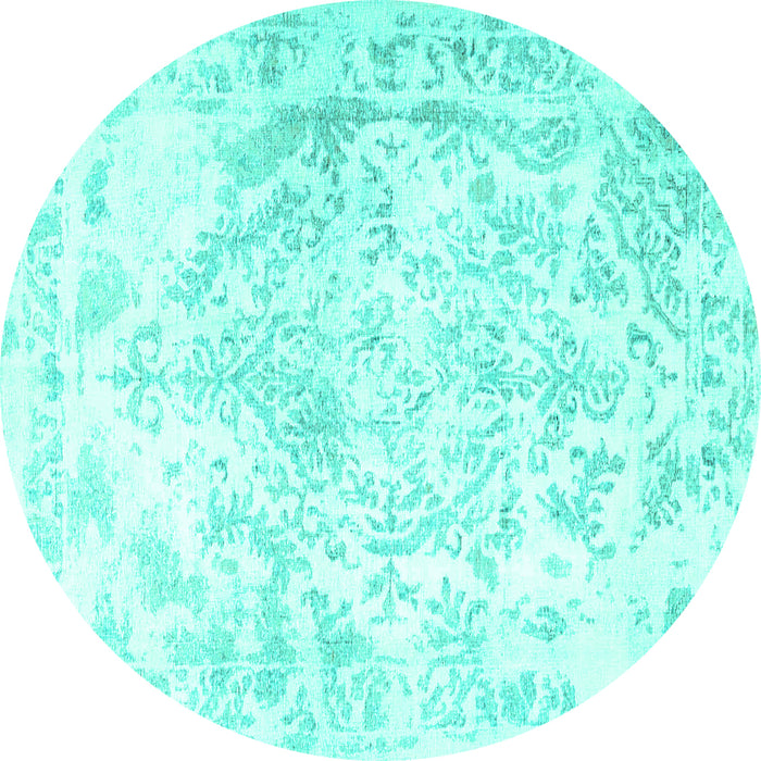 Round Persian Turquoise Traditional Rug, tr4264turq