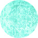 Round Persian Turquoise Traditional Rug, tr4264turq