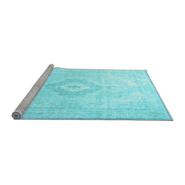 Sideview of Machine Washable Persian Light Blue Traditional Rug, wshtr4265lblu