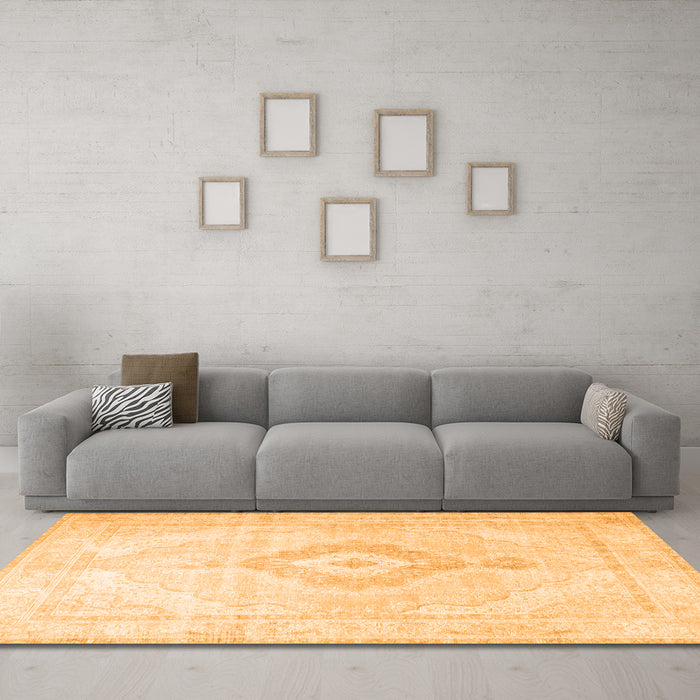 Machine Washable Persian Orange Traditional Area Rugs in a Living Room, wshtr4265org