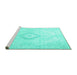 Sideview of Machine Washable Persian Turquoise Traditional Area Rugs, wshtr4265turq