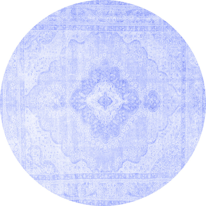 Round Persian Blue Traditional Rug, tr4265blu
