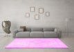 Machine Washable Persian Pink Traditional Rug in a Living Room, wshtr4265pnk