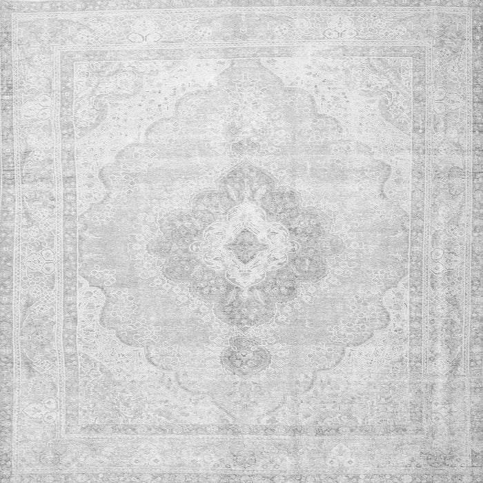 Round Machine Washable Persian Gray Traditional Rug, wshtr4265gry